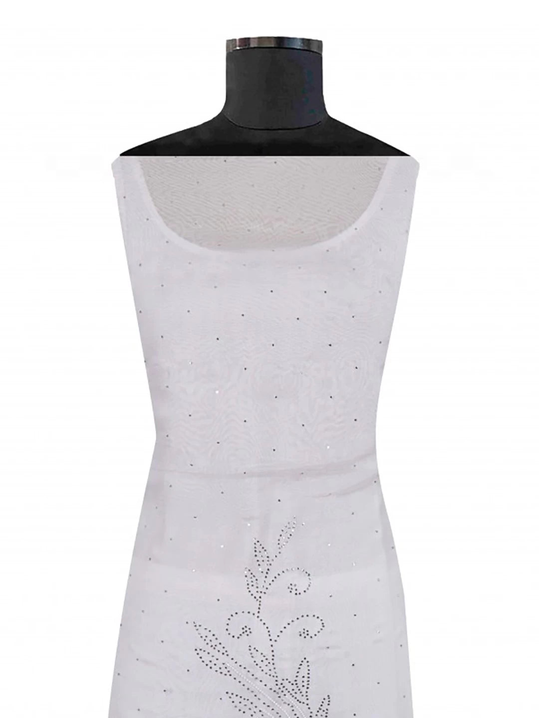 Ada Hand Embroidered White Organza Lucknowi Chikankari Unstitched Kurta Dupatta Set With Muqaish Work 01A202905