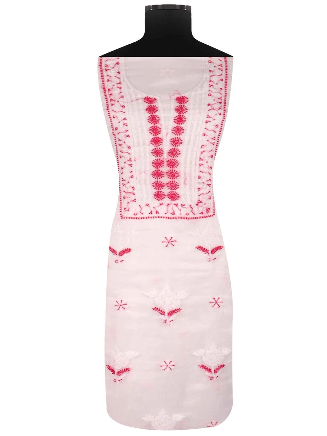 Ada Hand Embroidered White Organza Lucknowi Chikankari Unstitched Kurta Dupatta Set 01A91773