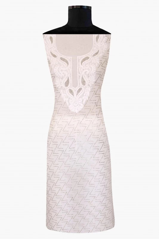 Ada Hand Embroidered White Georgette Lucknowi Chikankari Unstitched Kurta Dupatta Set With Muqaish Work A516969