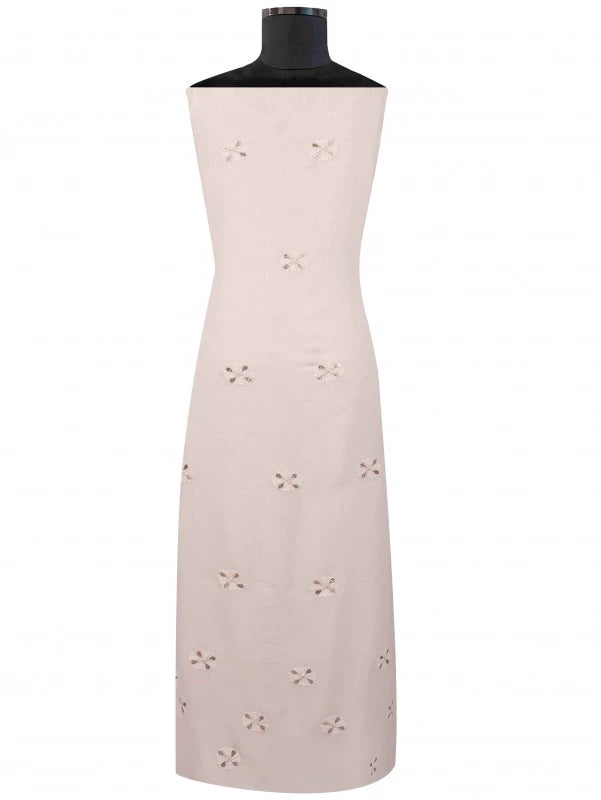 Ada Hand Embroidered White Georgette Lucknowi Chikankari Unstitched Kurta Dupatta Set with Gota Patti Work 01A112377