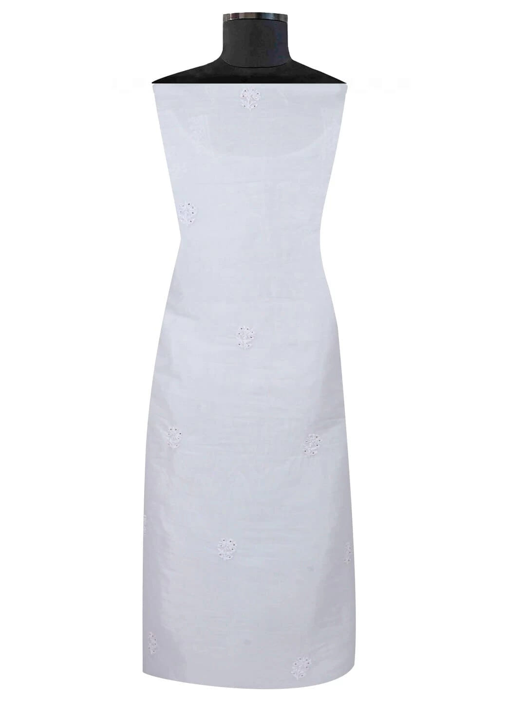 Ada Hand Embroidered White Organza Lucknowi Chikankari Unstitched Kurta Dupatta Set with Muqaish Work 01A172393