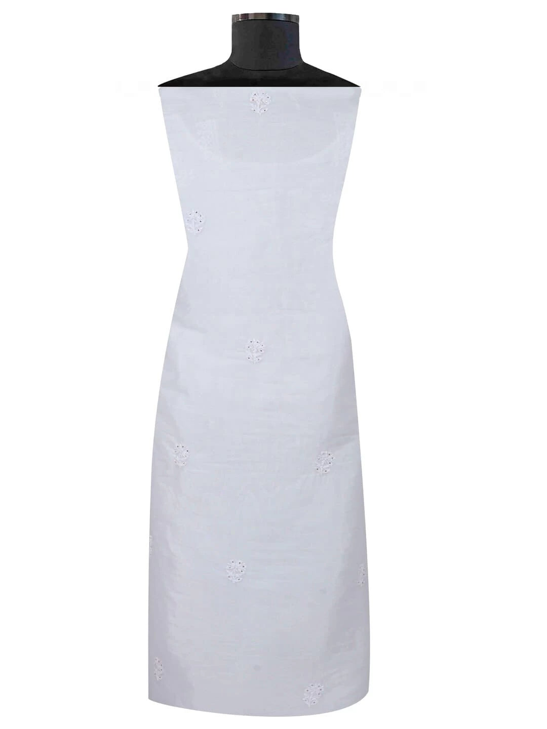 Ada Hand Embroidered White Organza Lucknowi Chikankari Unstitched Kurta Dupatta Set with Muqaish Work 01A172393