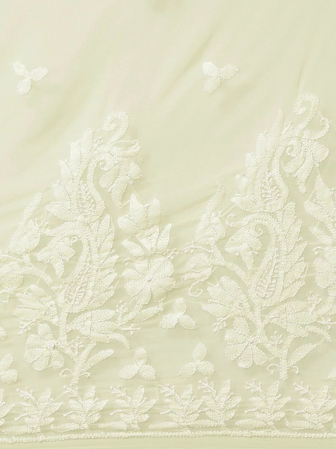 Ada Hand Embroidered Lemon Georgette Lucknow Chikankari Saree With Blouse A311266