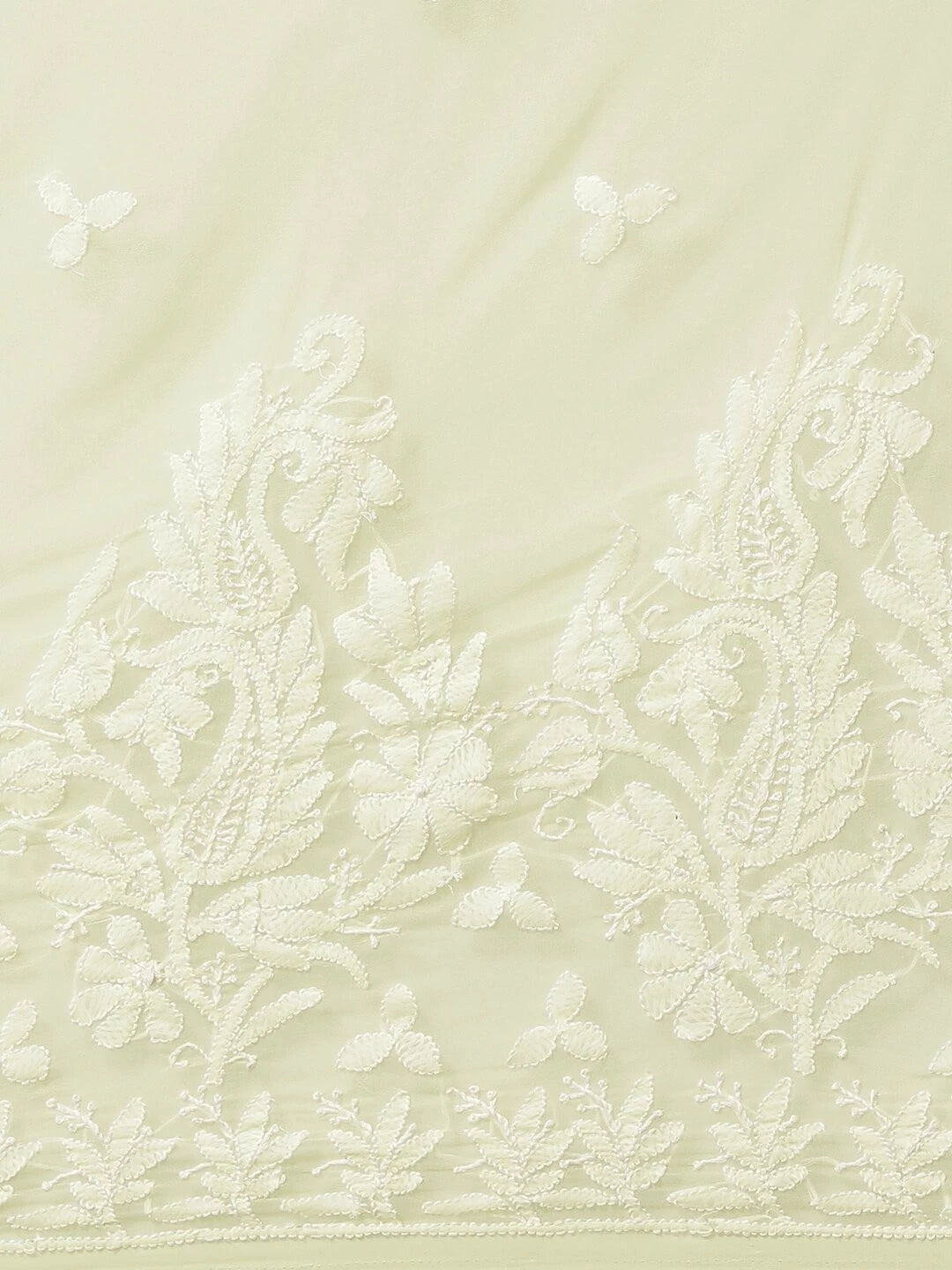 Ada Hand Embroidered Lemon Georgette Lucknow Chikankari Saree With Blouse A311266