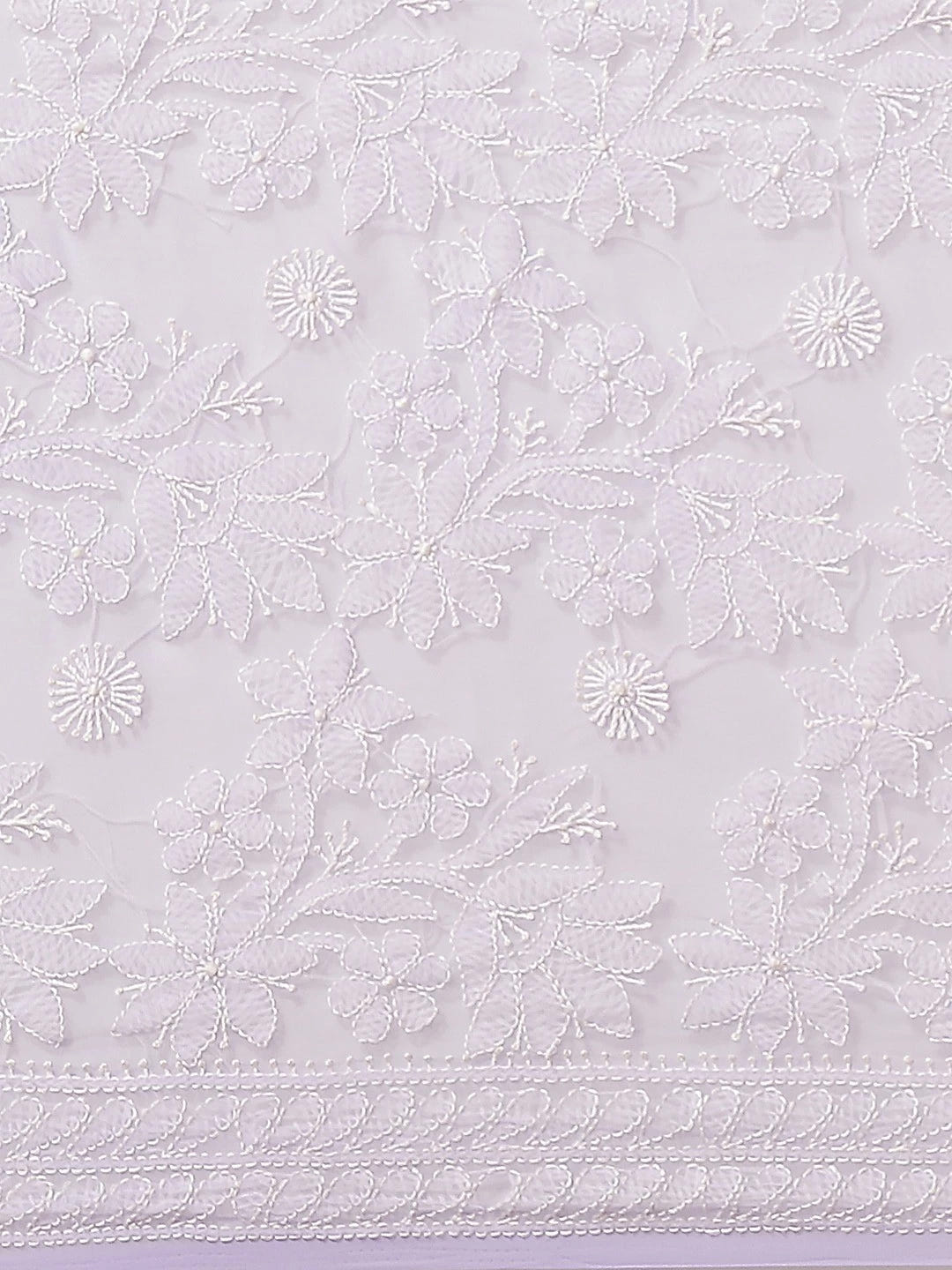Ada Hand Embroidered Mauve Georgette Lucknowi Chikankari Saree With Blouse A311329