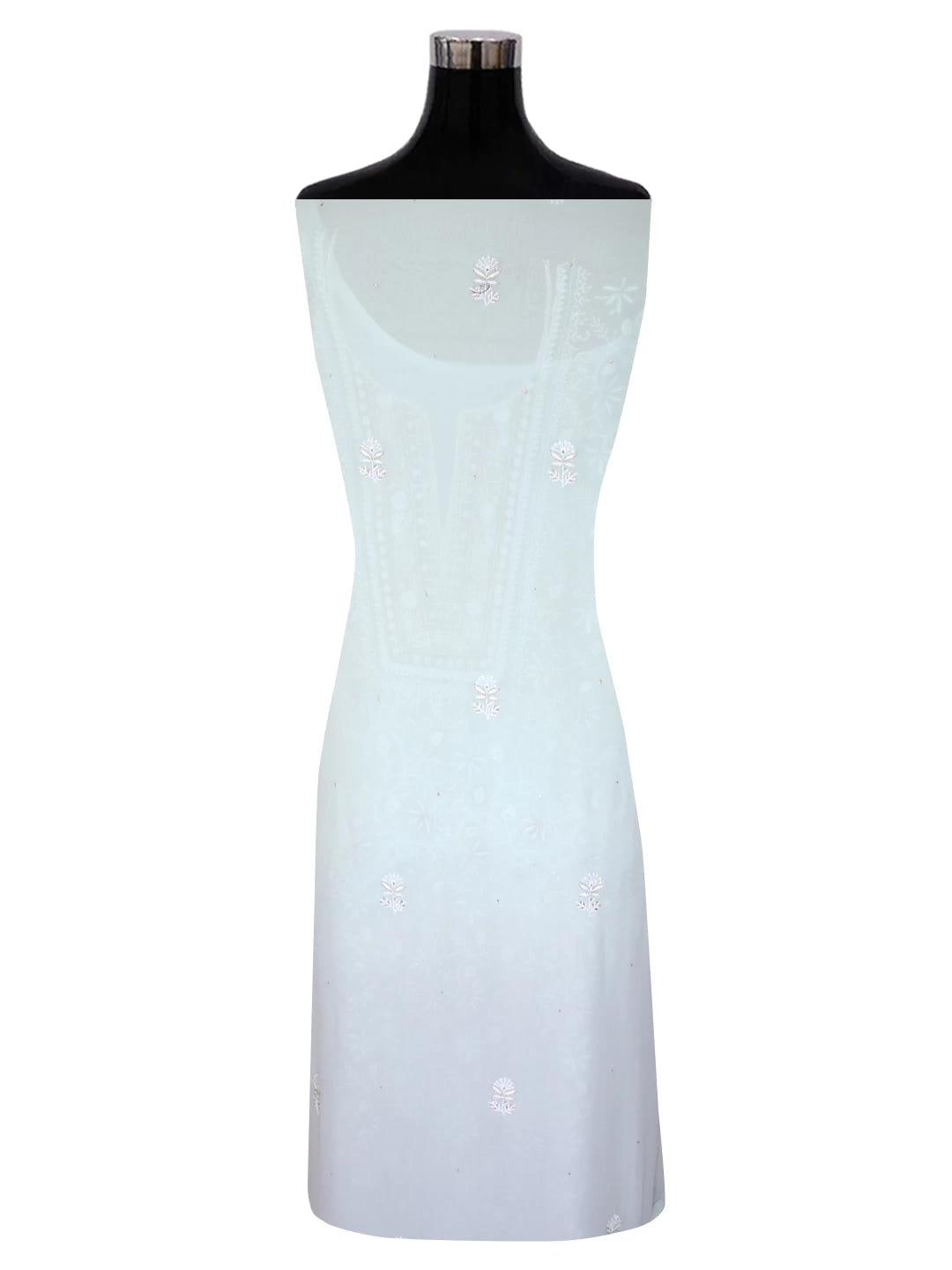 Ada Hand Embroidered Ice Blue Pure Georgette Lucknowi Chikankari Unstitched Kurta Dupatta Set With Cutdana Work 01A318097