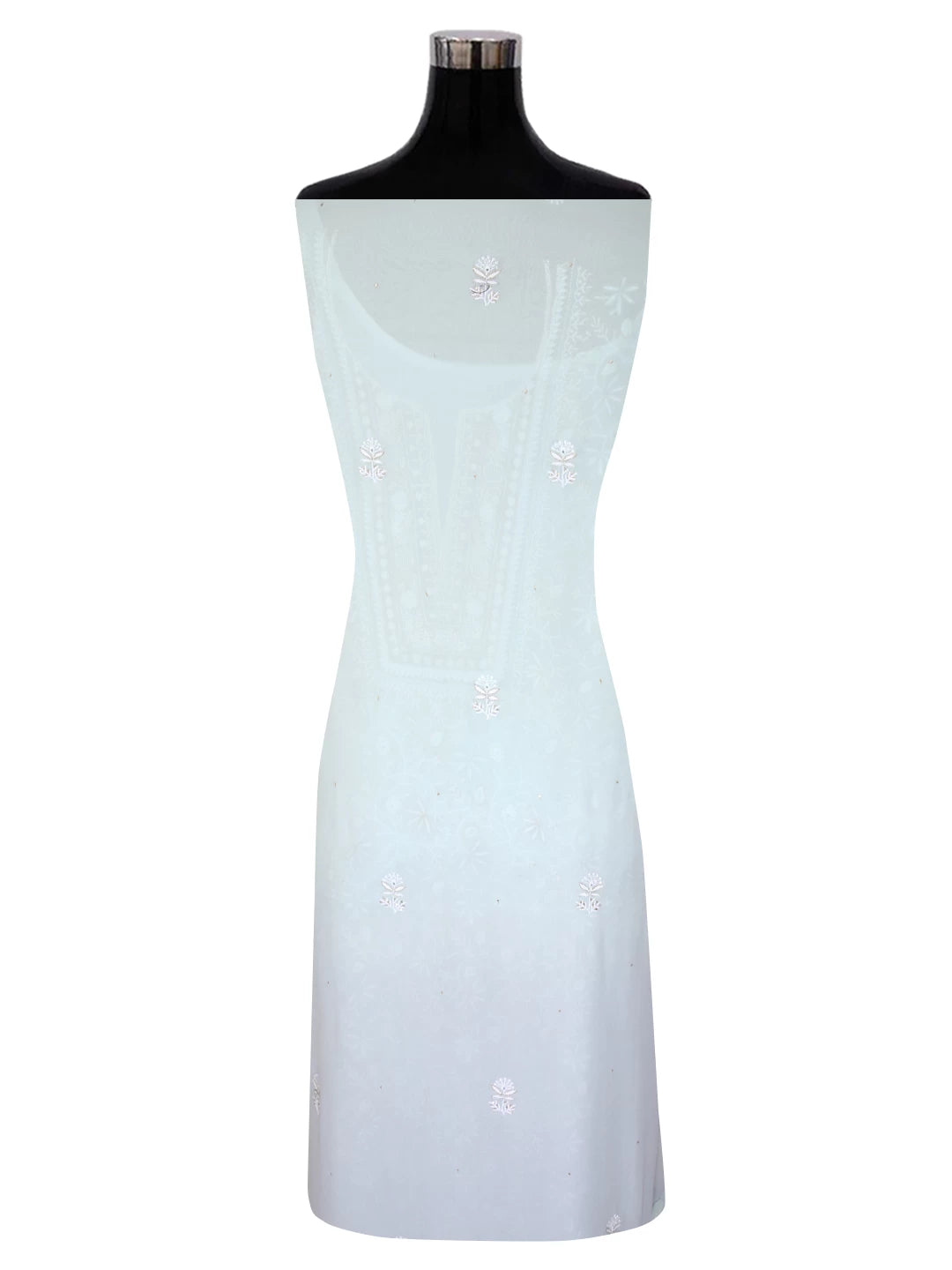 Ada Hand Embroidered Ice Blue Pure Georgette Lucknowi Chikankari Unstitched Kurta Dupatta Set With Cutdana Work 01A318097