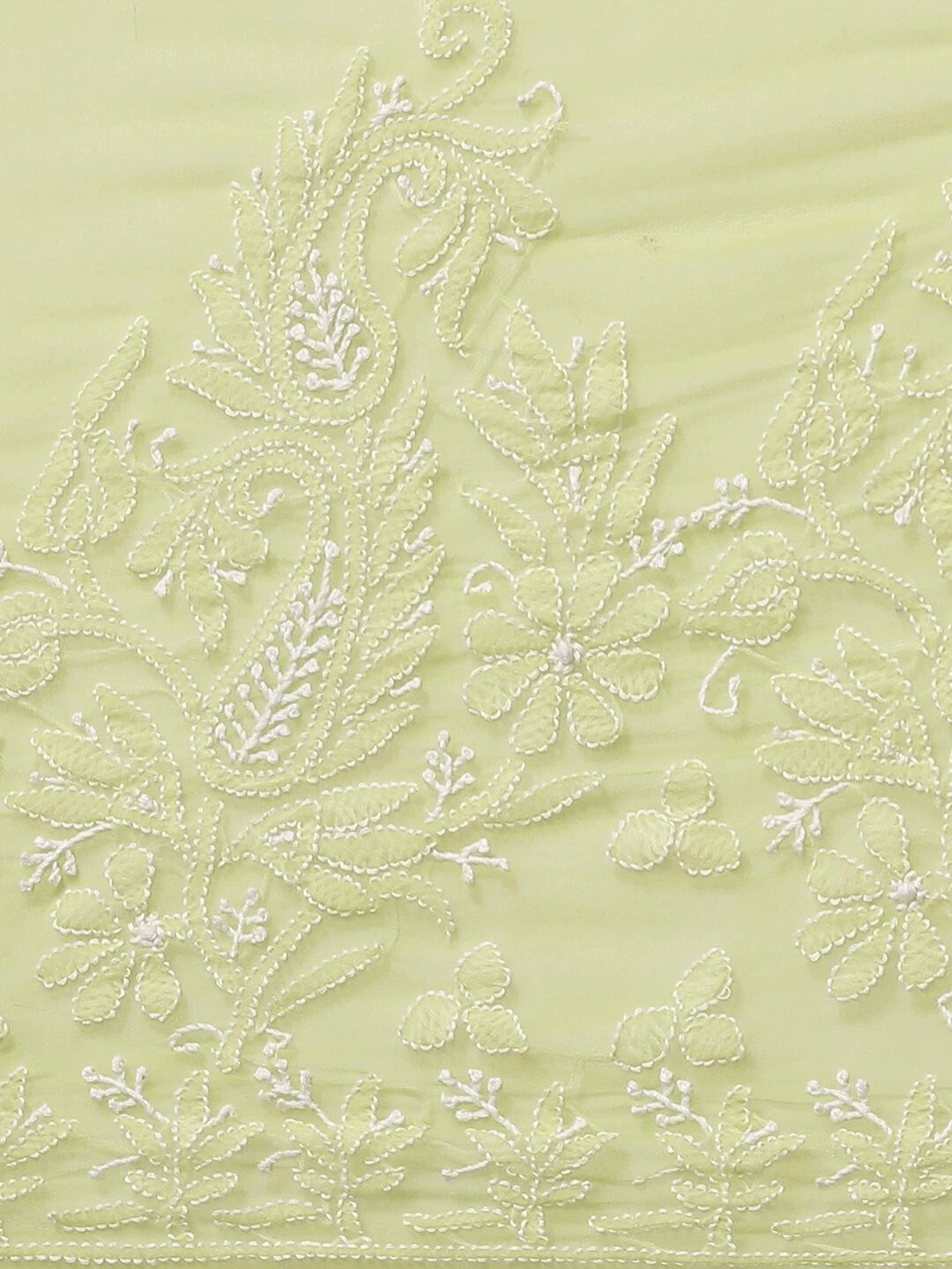 Ada Hand Embroidered Green Georgette Lucknow Chikankari Saree with Blouse A311312