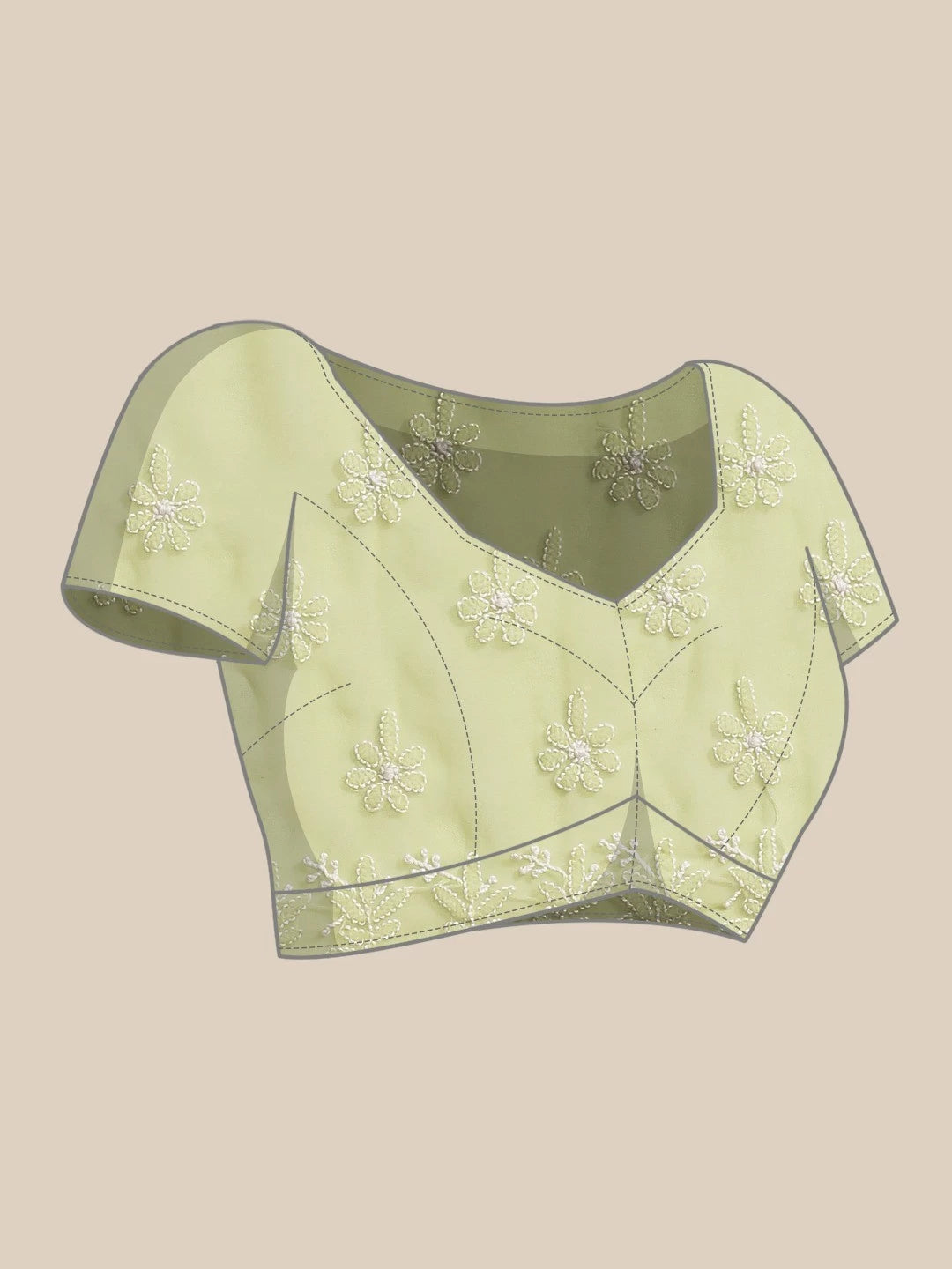Ada Hand Embroidered Green Georgette Lucknow Chikankari Saree with Blouse A311312