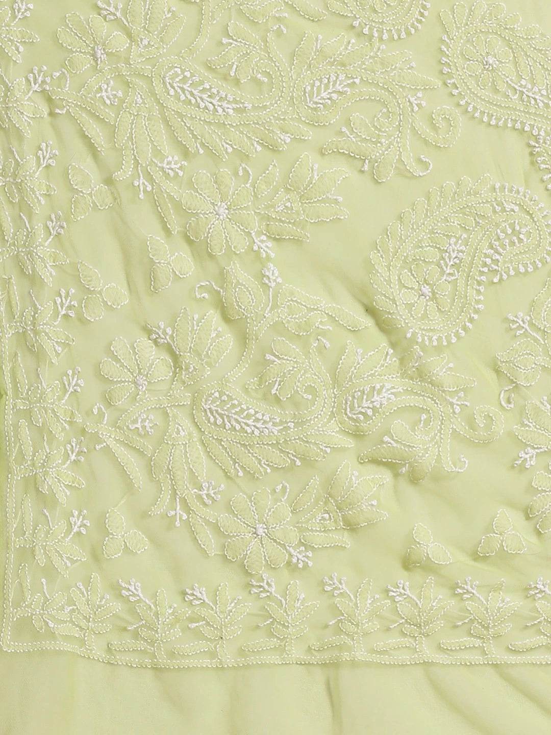 Ada Hand Embroidered Green Georgette Lucknow Chikankari Saree with Blouse A311312