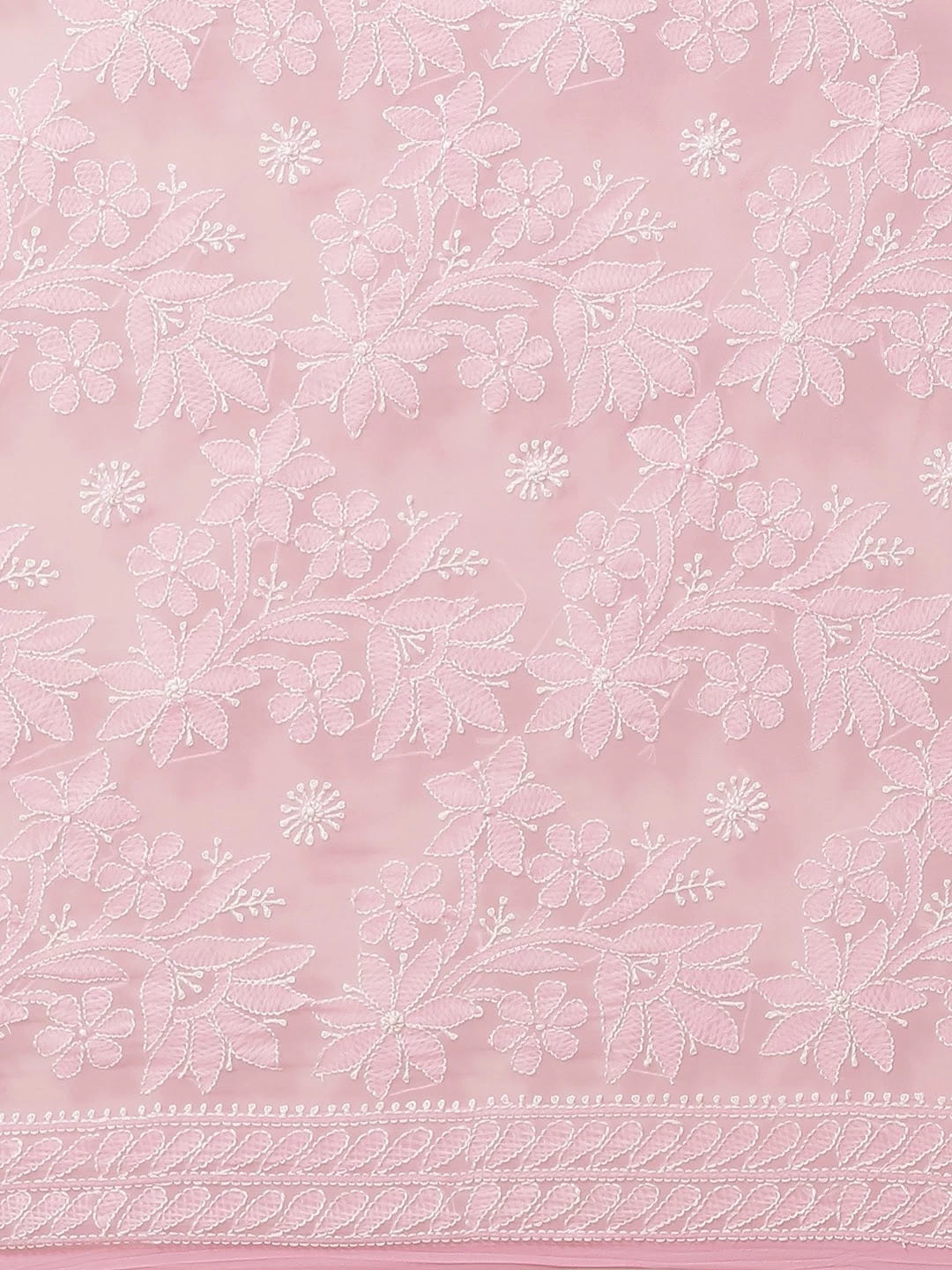 Ada Hand Embroidered Pink Georgette Lucknow Chikankari Saree With Blouse A311273