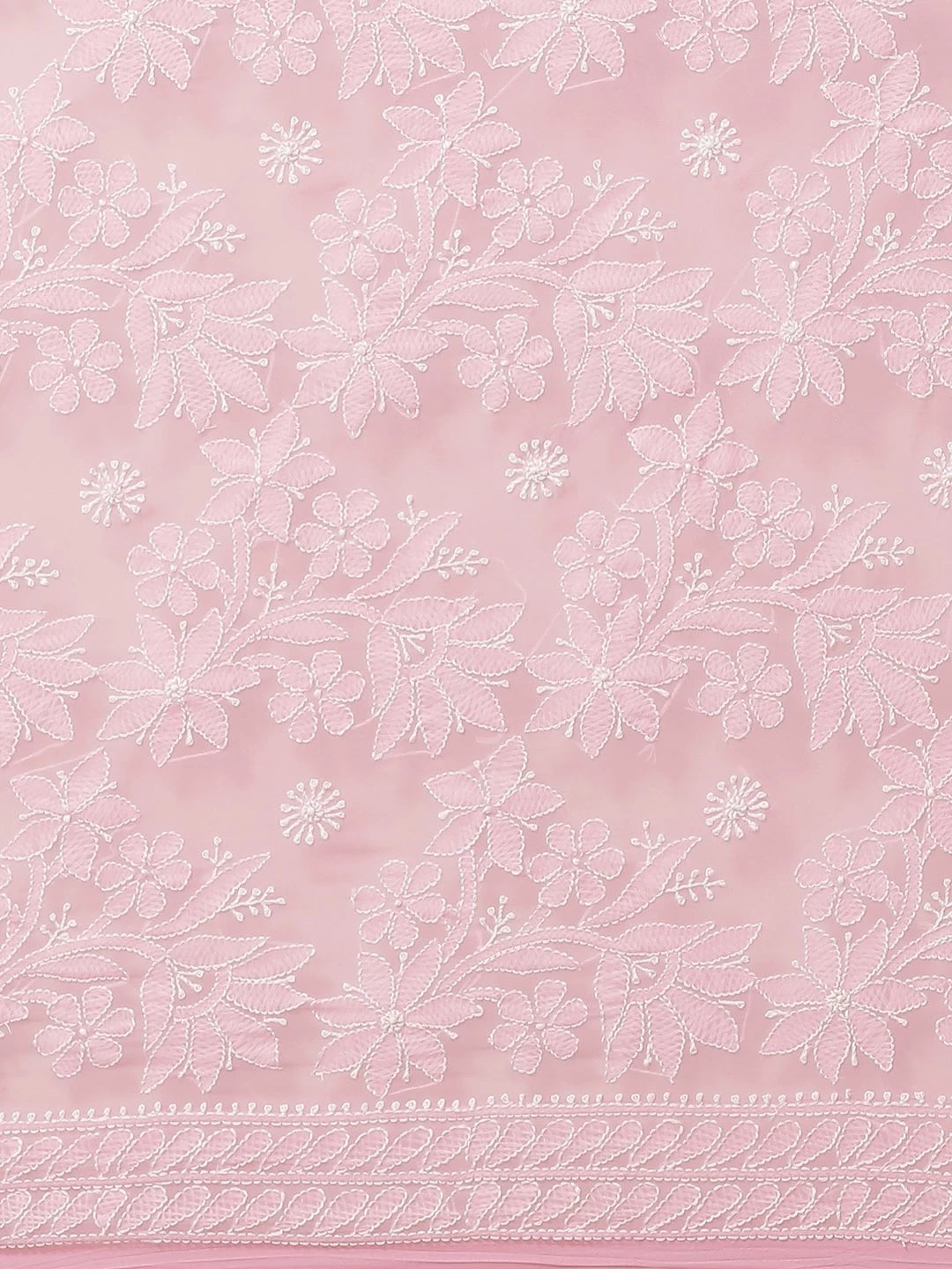Ada Hand Embroidered Pink Georgette Lucknow Chikankari Saree With Blouse A311273