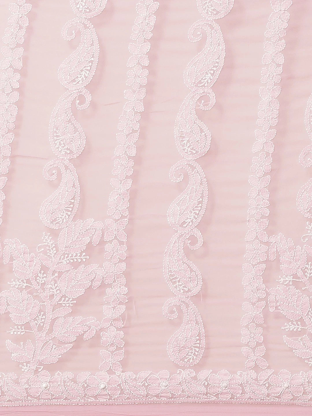Ada Hand Embroidered Pink Georgette Lucknow Chikankari Saree with Blouse A311289