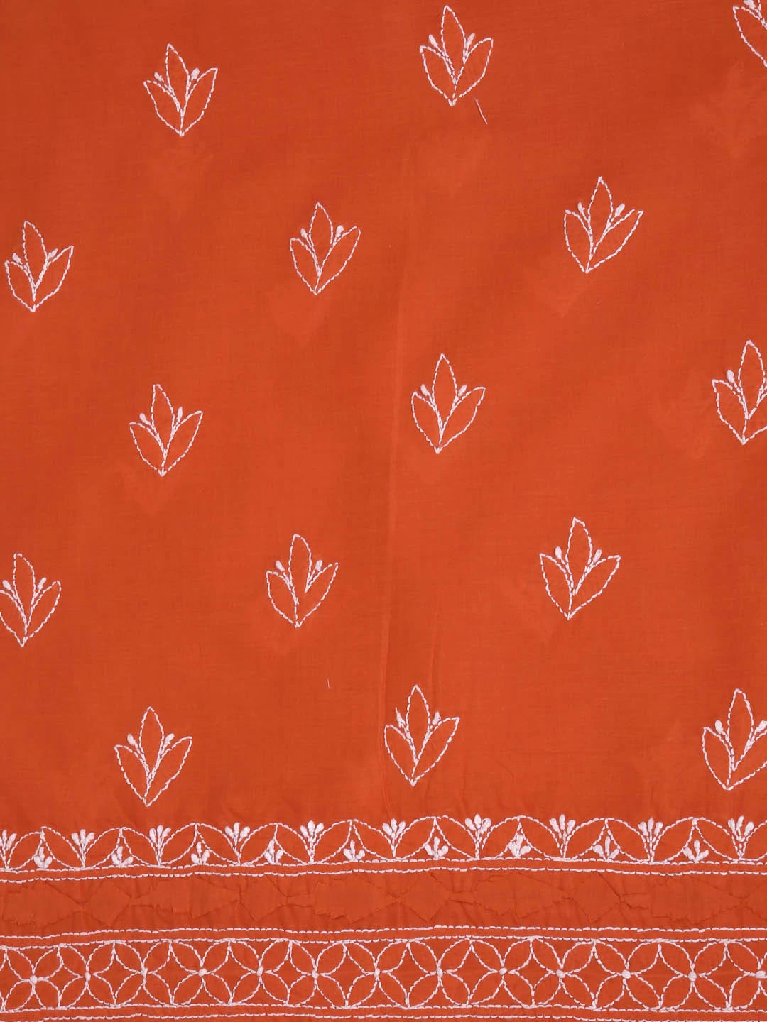 Ada Hand Embroidered Rust Cotton Lucknowi Chikankari Unstitched Kurta Piece 01A136312