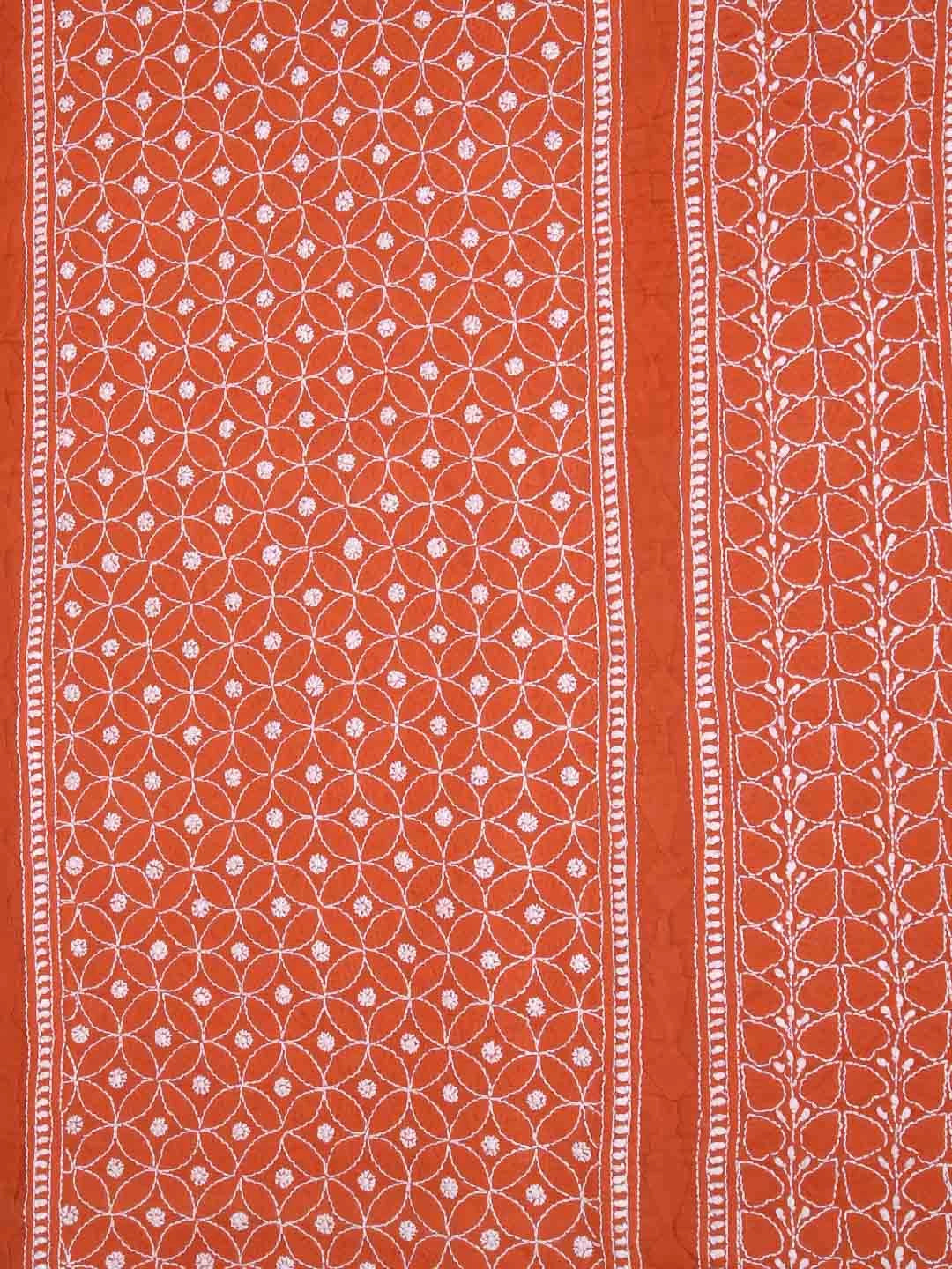 Ada Hand Embroidered Rust Cotton Lucknowi Chikankari Unstitched Kurta Piece 01A136312