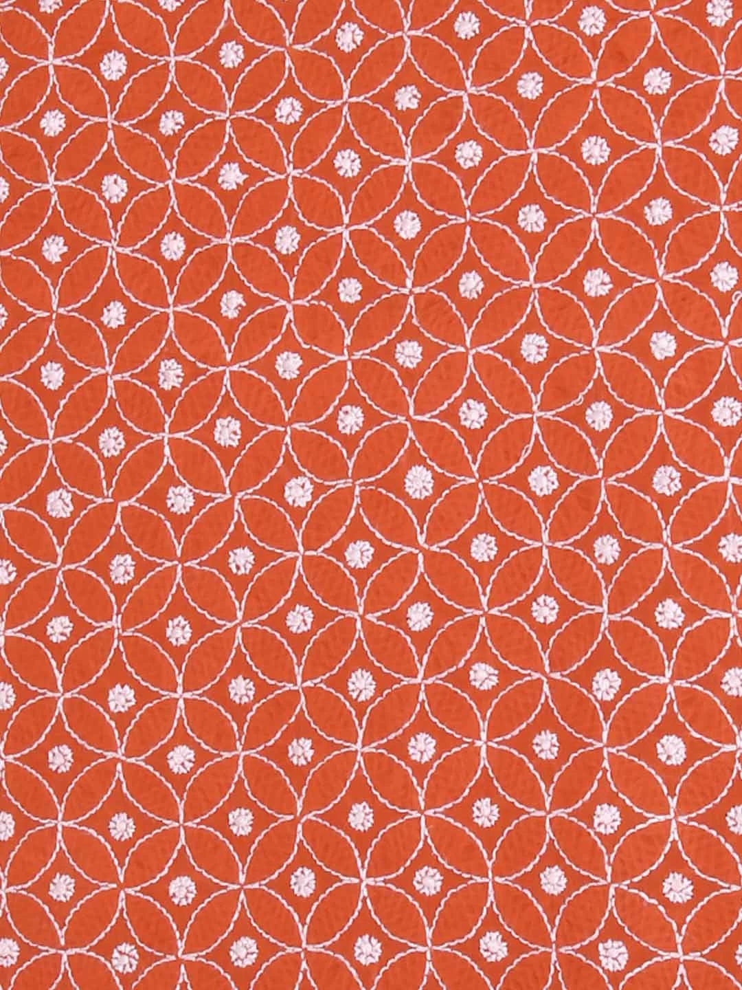Ada Hand Embroidered Rust Cotton Lucknowi Chikankari Unstitched Kurta Piece 01A136312