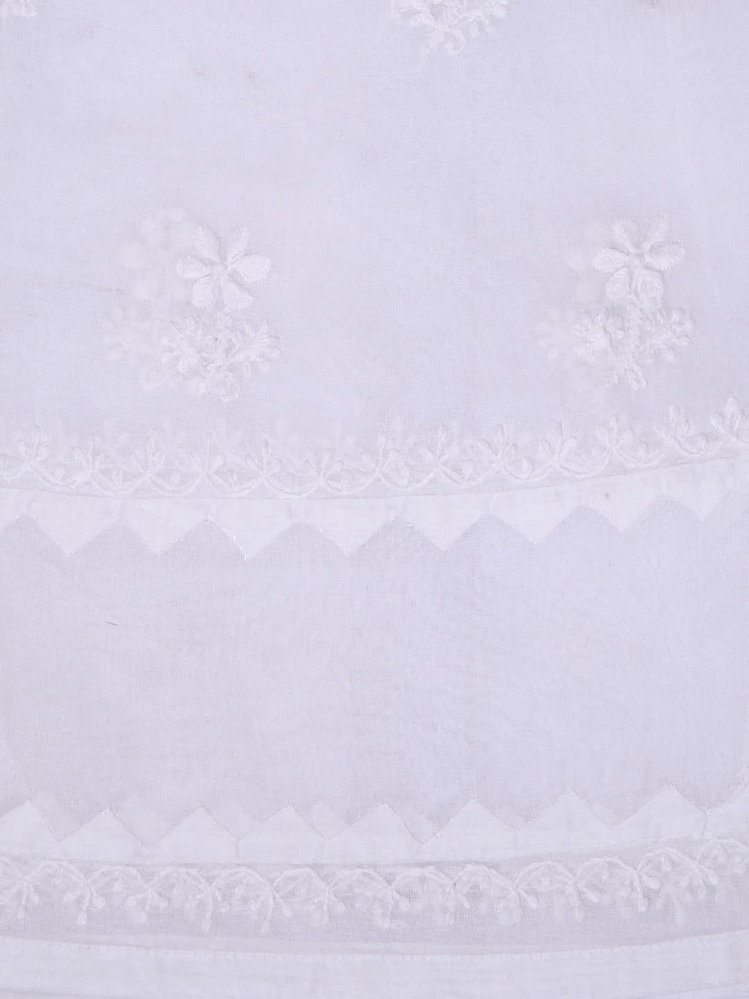 Ada Hand Embroidered White Organza Lucknowi Chikankari Semi-stitched Kurta Piece 01A90822
