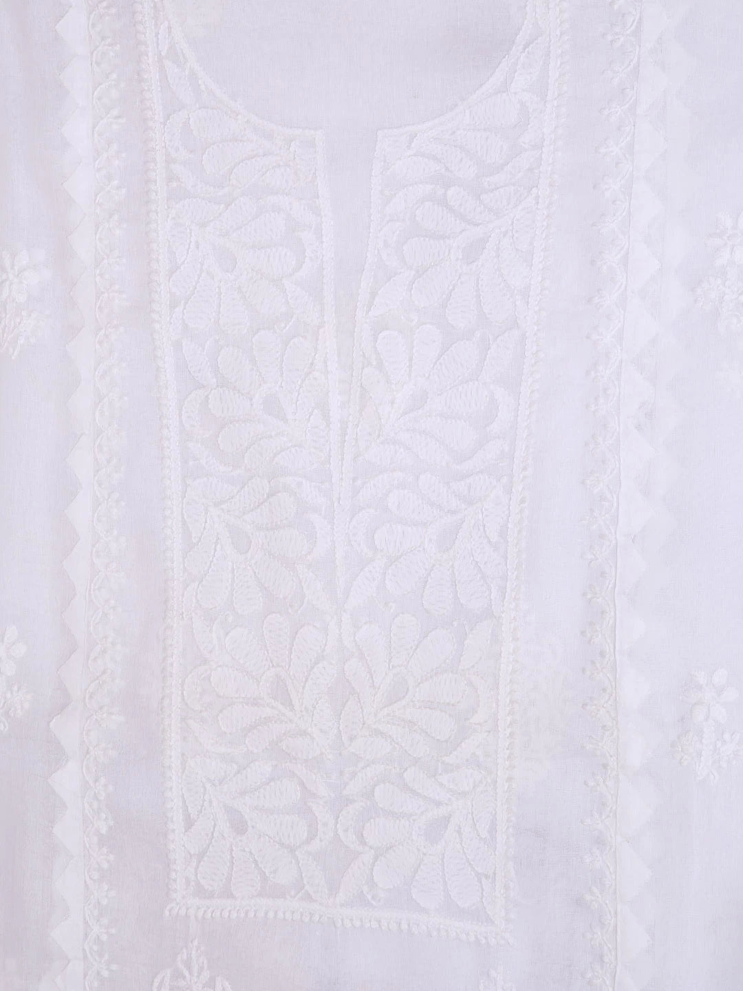 Ada Hand Embroidered White Organza Lucknowi Chikankari Semi-stitched Kurta Piece 01A90822
