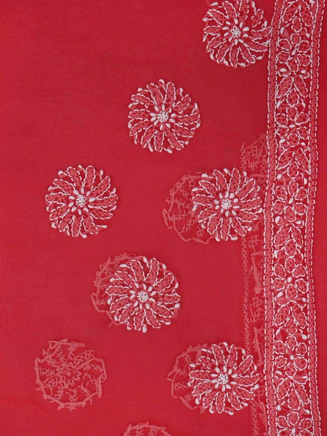 Ada Hand Embroidered Carrot Pink Georgette Lucknowi Chikankari Saree With Blouse 01A220572