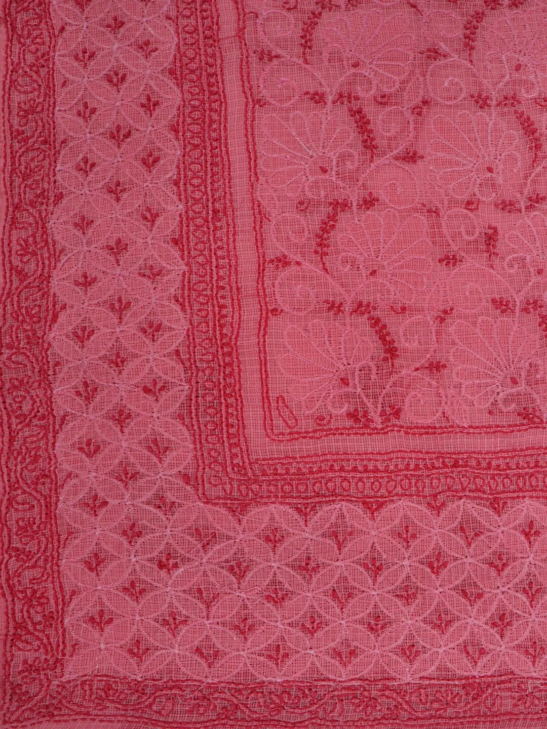Ada Hand Embroidered Onion Pink Kota Lucknowi Chikankari Saree With Blouse 01A220561