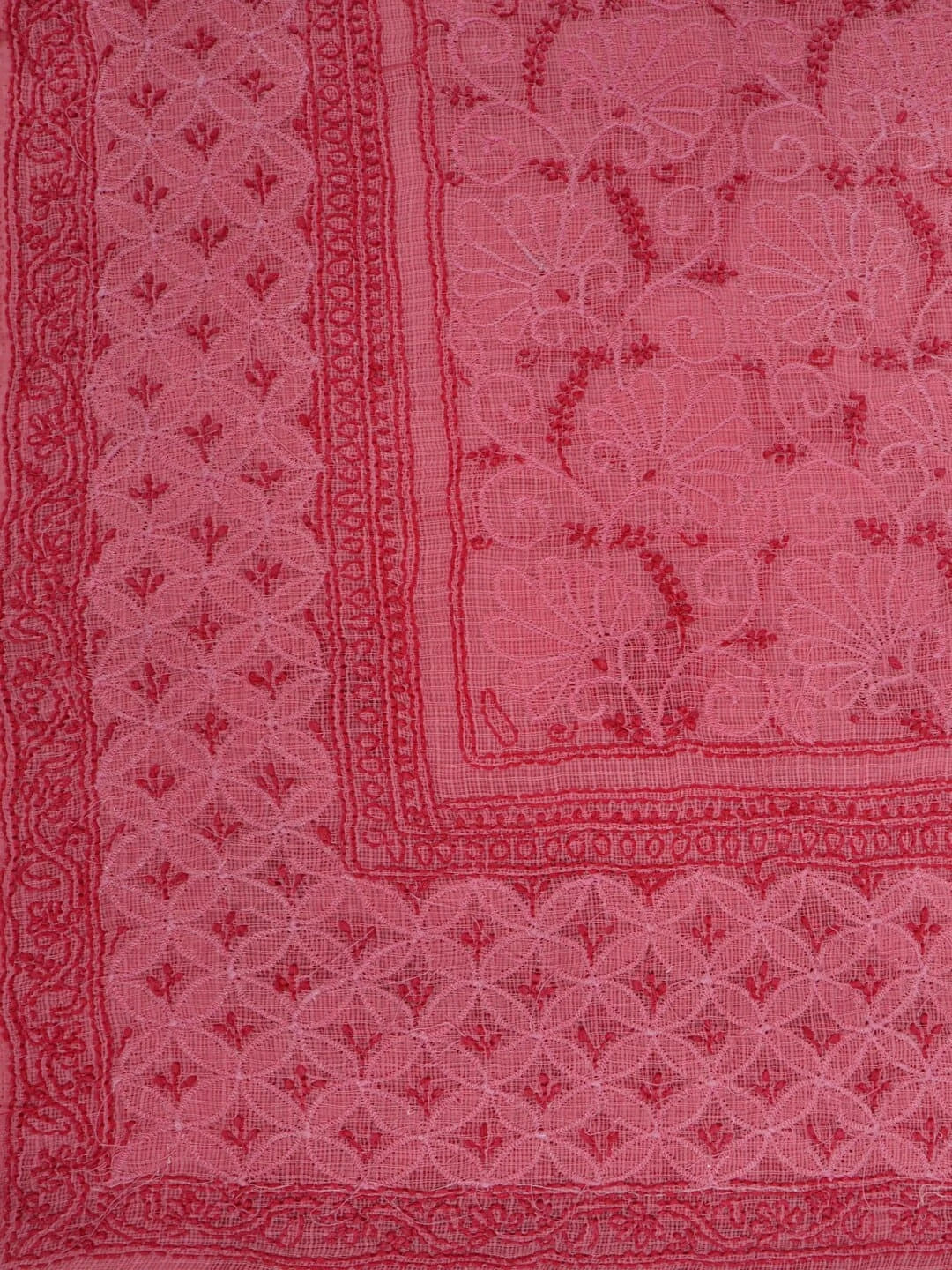 Ada Hand Embroidered Onion Pink Kota Lucknowi Chikankari Saree With Blouse 01A220561