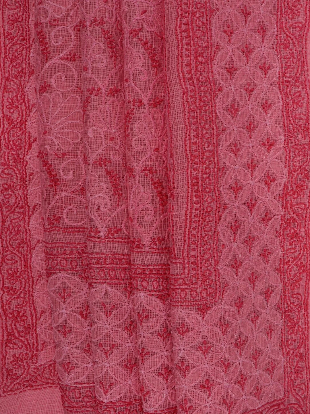 Ada Hand Embroidered Onion Pink Kota Lucknowi Chikankari Saree With Blouse 01A220561
