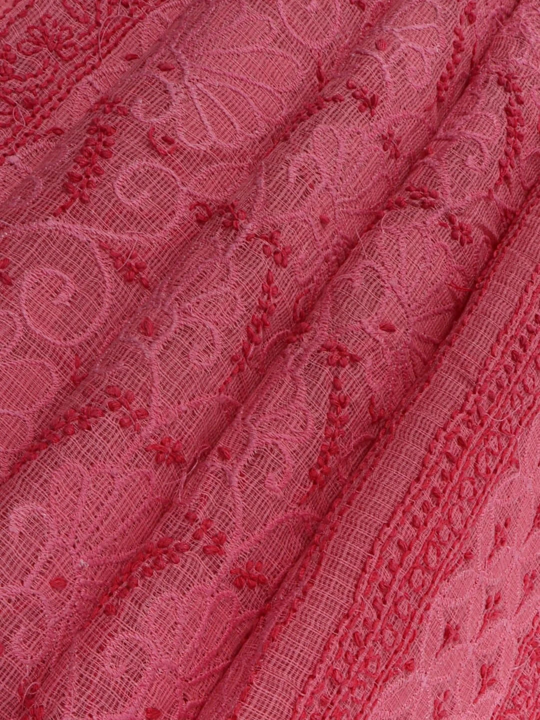 Ada Hand Embroidered Onion Pink Kota Lucknowi Chikankari Saree With Blouse 01A220561
