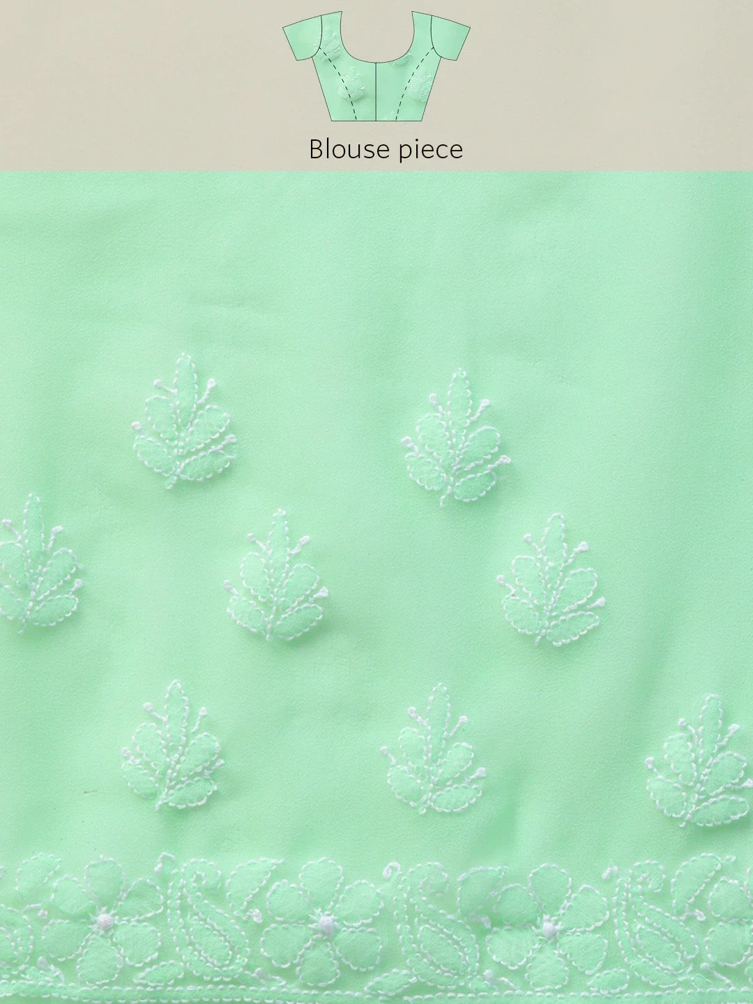 Ada Hand Embroidered Green Georgette Lucknowi Chikankari Saree With Blouse A311311