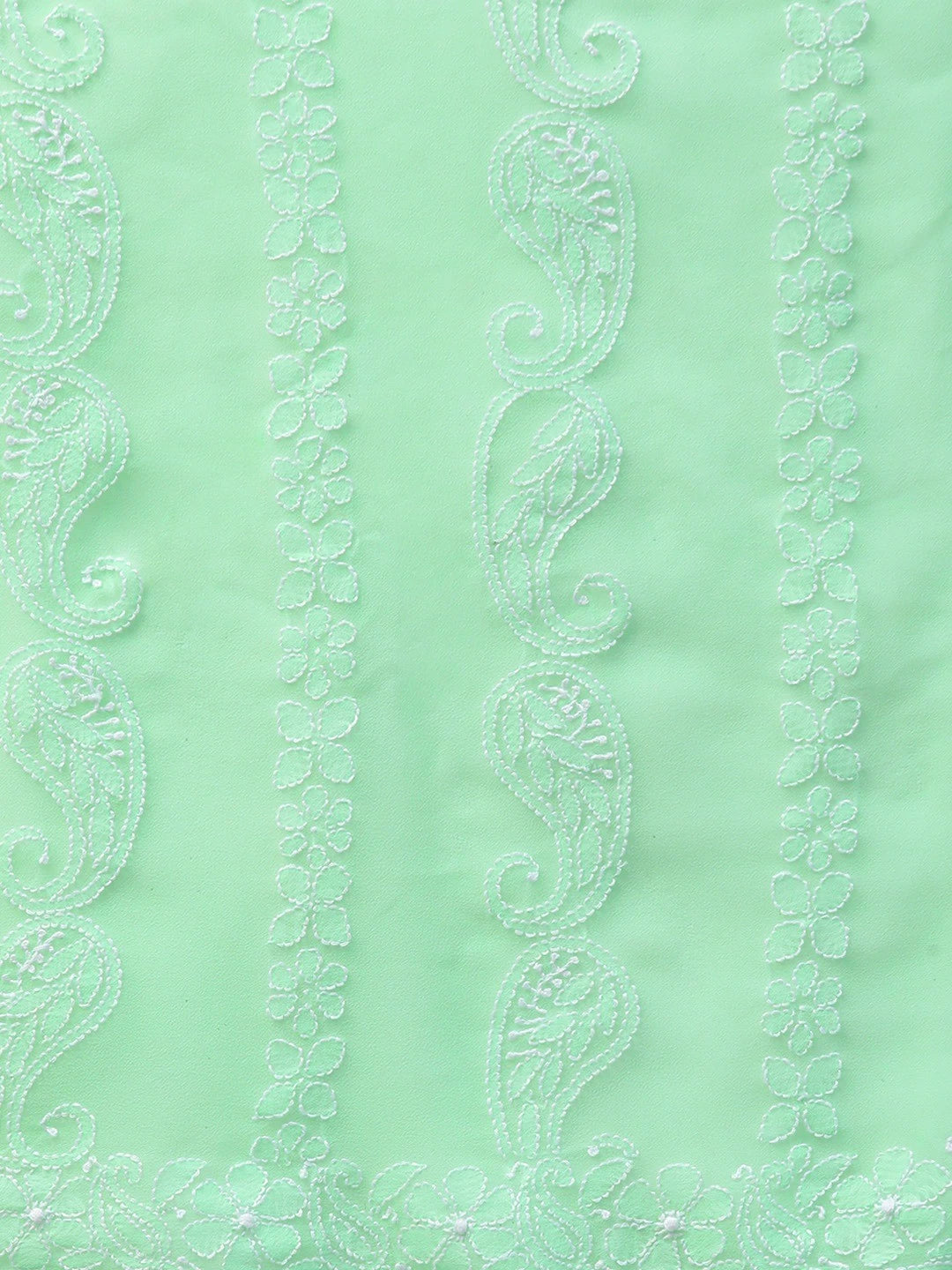 Ada Hand Embroidered Green Georgette Lucknowi Chikankari Saree With Blouse A311311