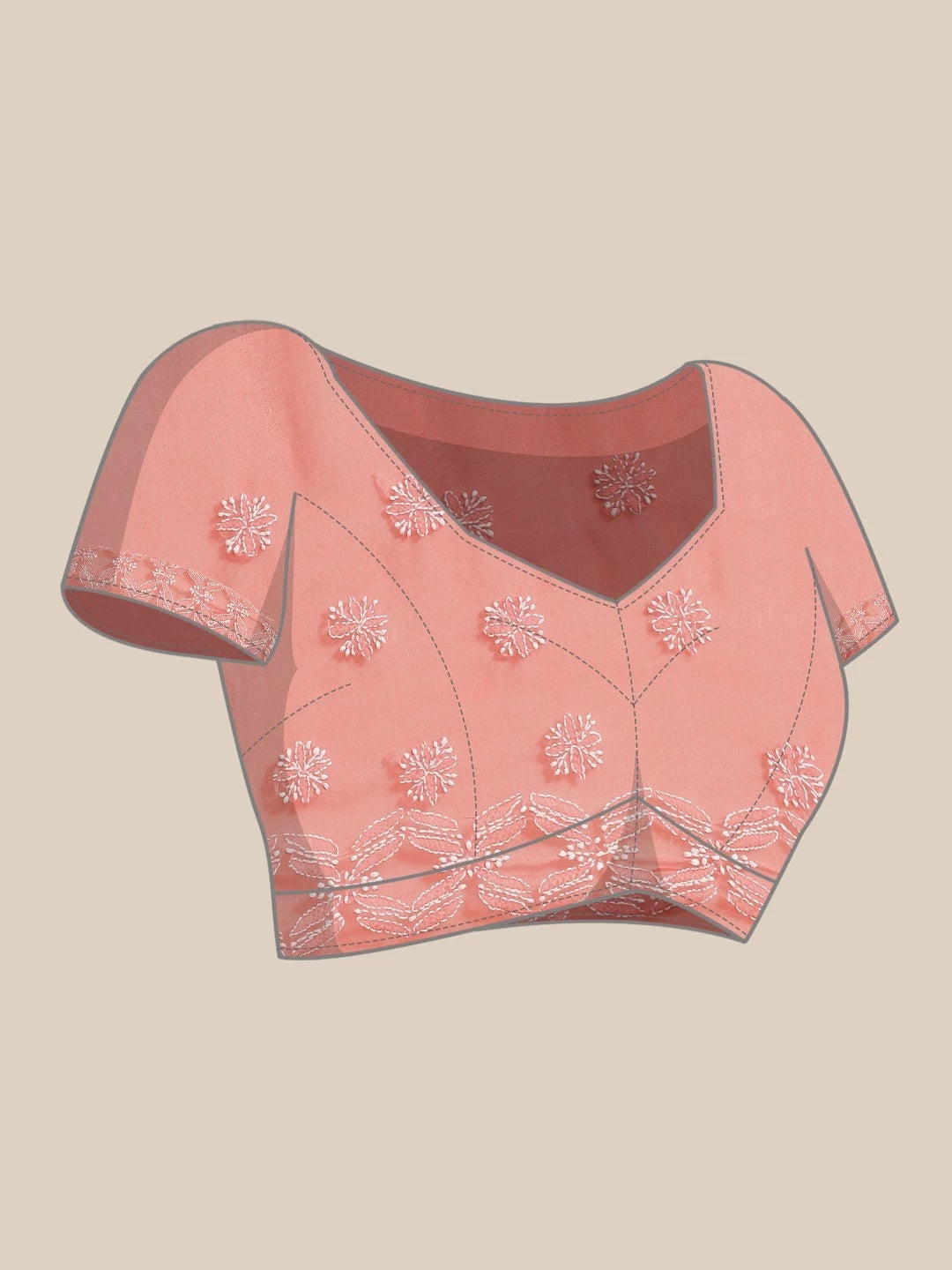 Ada Hand Embroidered Carrot Pink Georgette Lucknowi Chikankari Saree With Blouse A191489