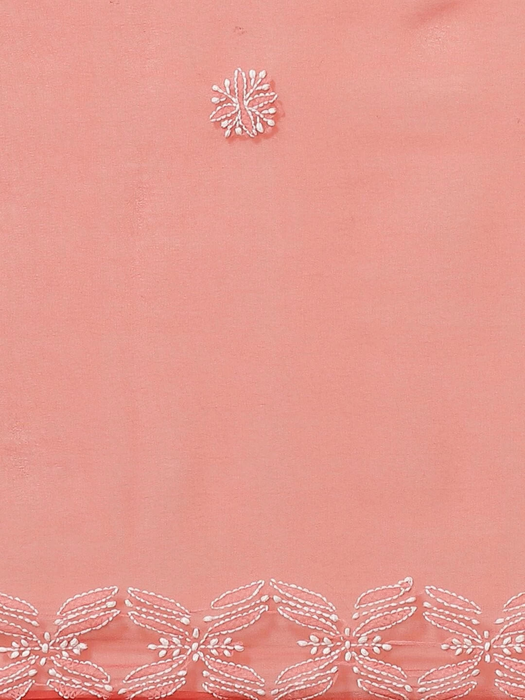 Ada Hand Embroidered Carrot Pink Georgette Lucknowi Chikankari Saree With Blouse A191489