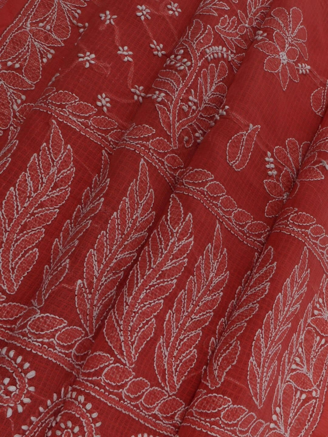 Ada Hand Embroidered Peach Kota Lucknowi Chikankari Saree With Blouse 01A216241