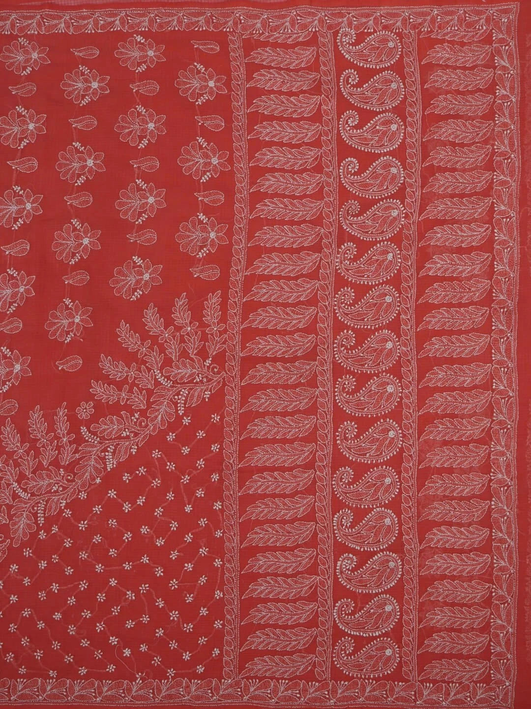 Ada Hand Embroidered Peach Kota Lucknowi Chikankari Saree With Blouse 01A216241