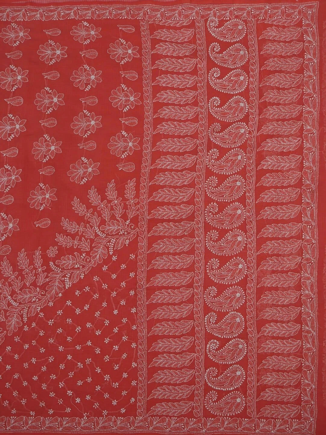 Ada Hand Embroidered Peach Kota Lucknowi Chikankari Saree With Blouse 01A216241