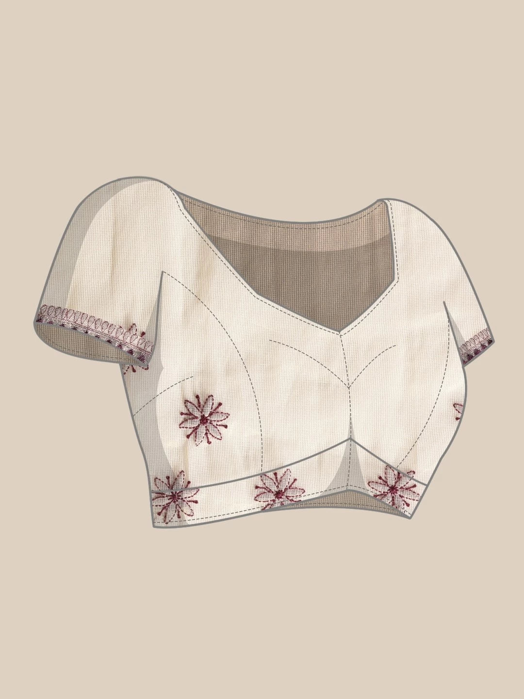 Ada Hand Embroidered Fawn Kota Lucknow Chikankari Saree With Blouse A311356