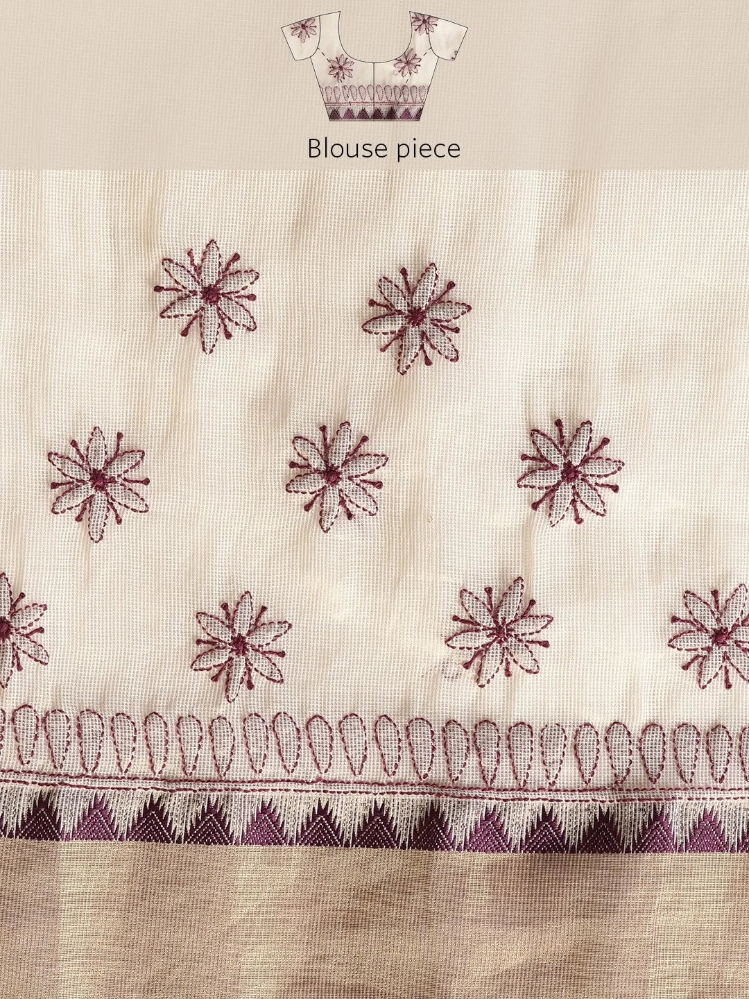 Ada Hand Embroidered Fawn Kota Lucknow Chikankari Saree With Blouse A311356