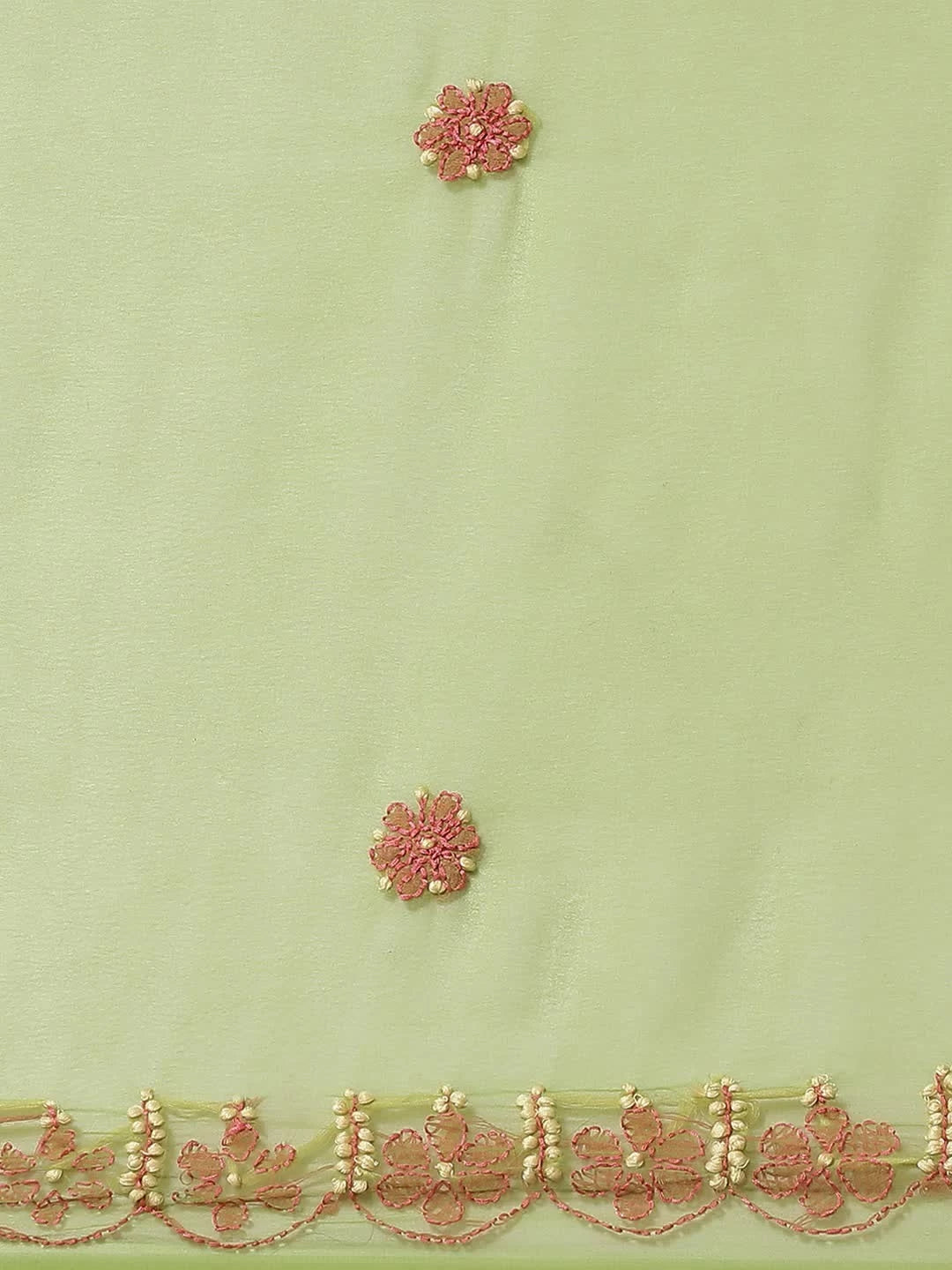 Ada Hand Embroidered Green Georgette Lucknowi Chikankari Saree With Blouse A120088