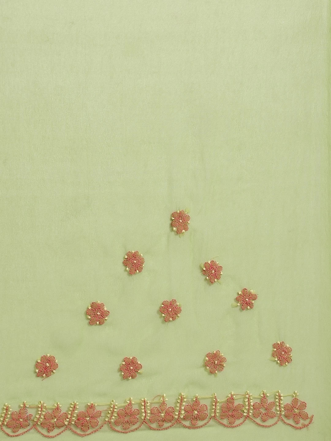 Ada Hand Embroidered Green Georgette Lucknowi Chikankari Saree With Blouse A120088