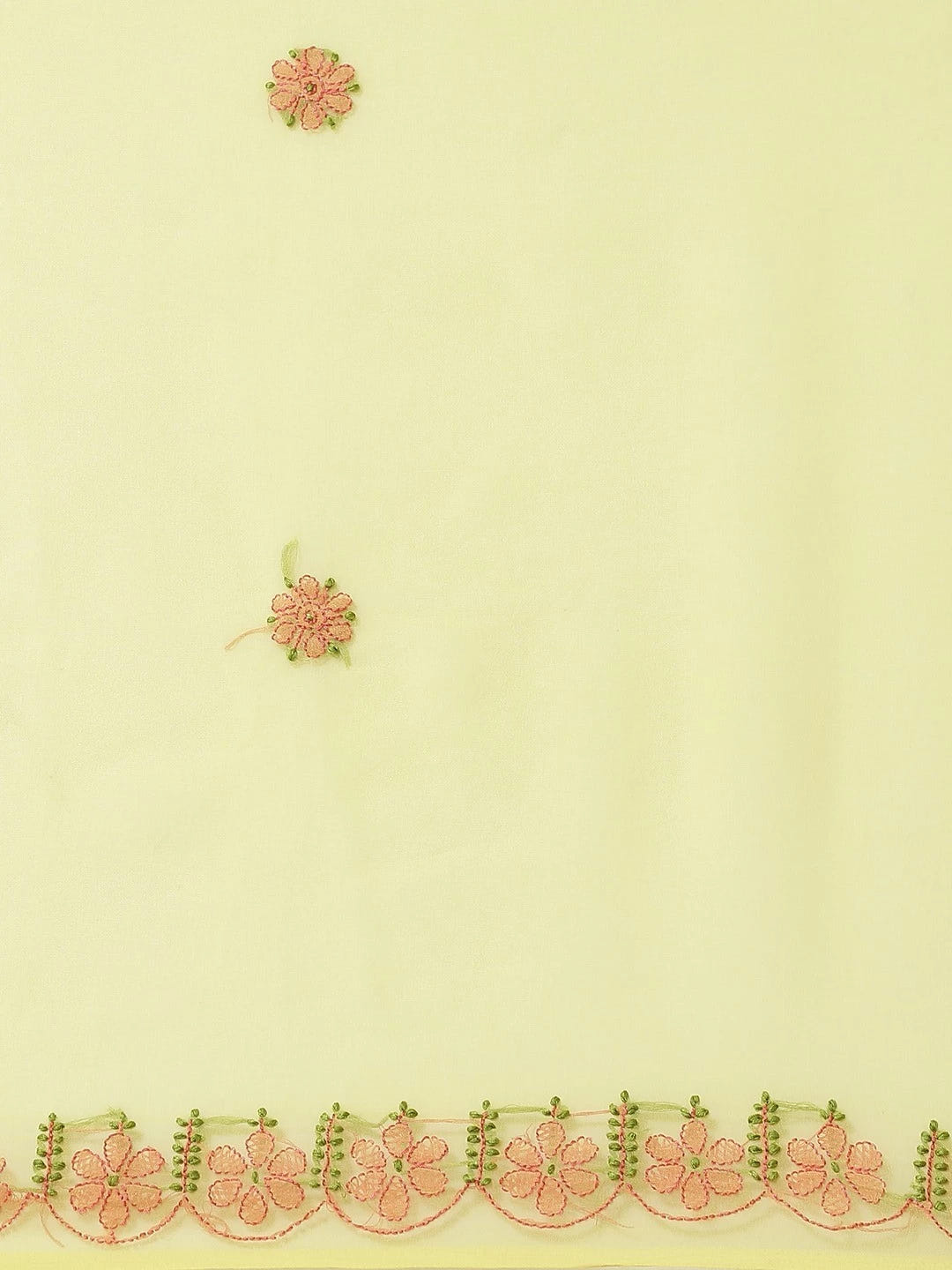 Ada Hand Embroidered Yellow Georgette Lucknowi Chikankari Saree With Blouse A381003
