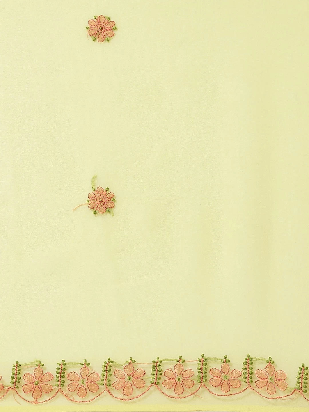 Ada Hand Embroidered Yellow Georgette Lucknowi Chikankari Saree With Blouse A381003