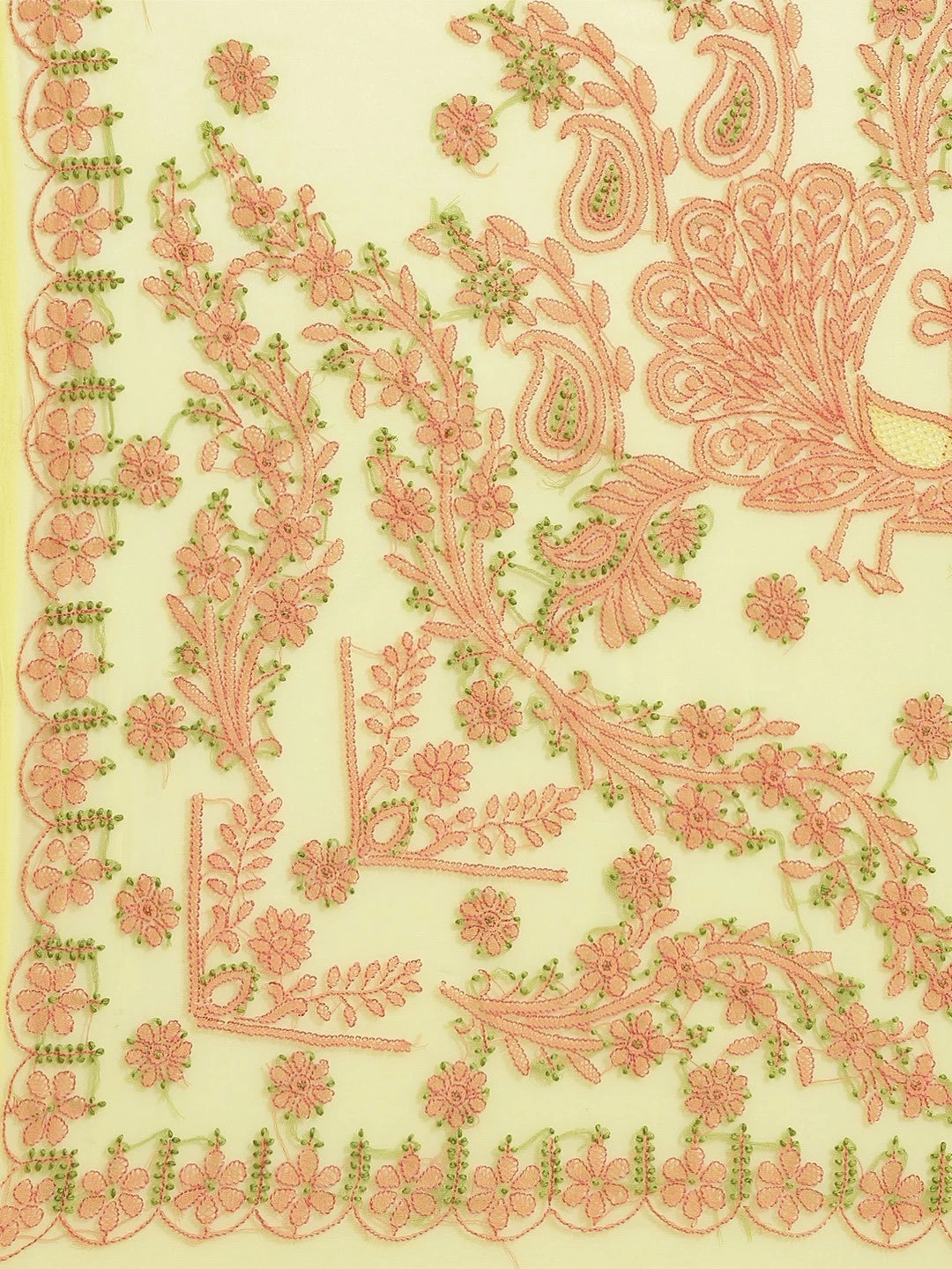 Ada Hand Embroidered Yellow Georgette Lucknowi Chikankari Saree With Blouse A381003