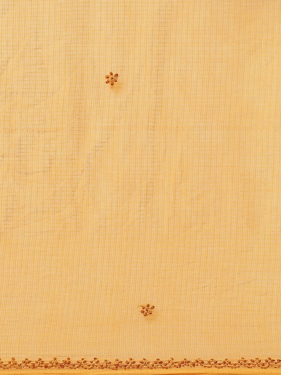 Ada Hand Embroidered Mustard Kota Lucknowi Chikankari Saree With Blouse A311112