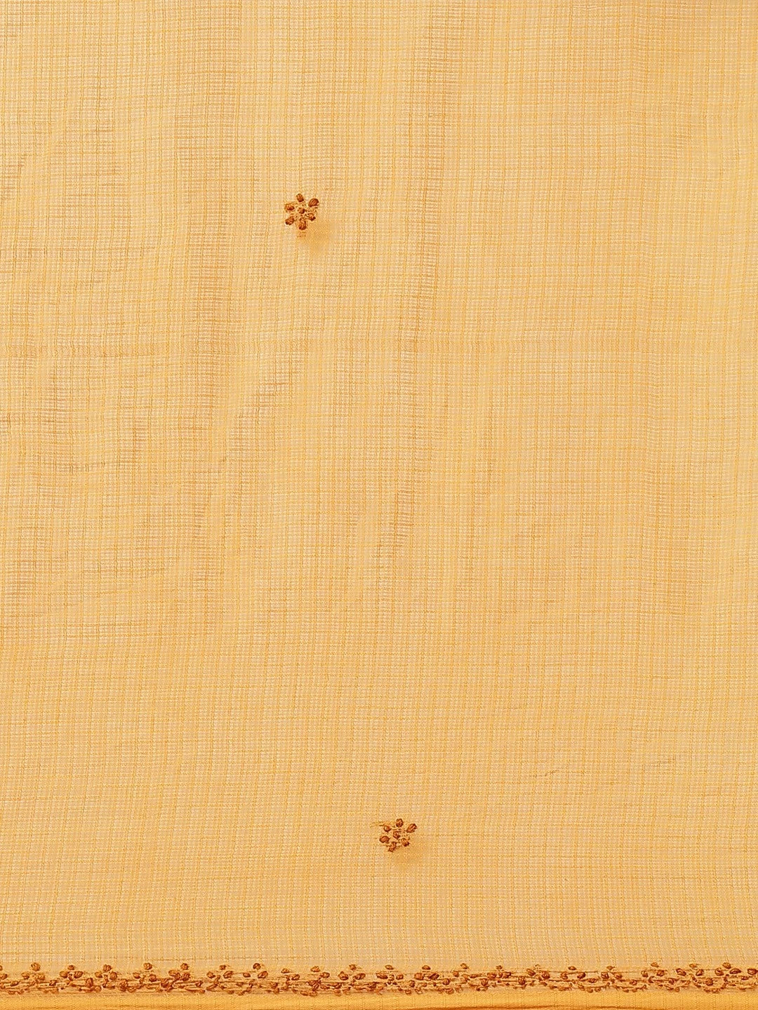 Ada Hand Embroidered Mustard Kota Lucknowi Chikankari Saree With Blouse A311112