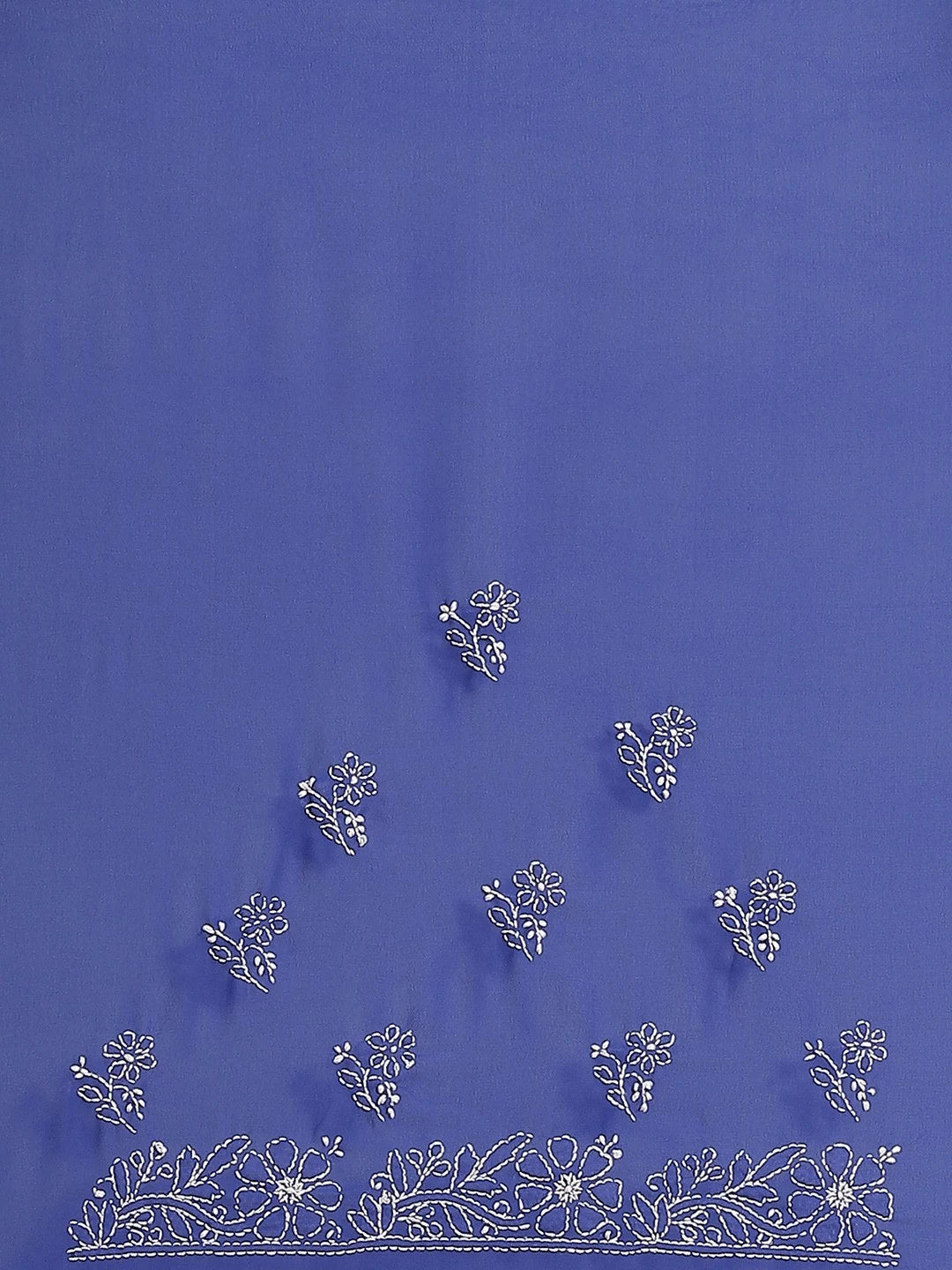 Ada Hand Embroidered Royal Blue Georgette Lucknow Chikankari Saree With Blouse A311256