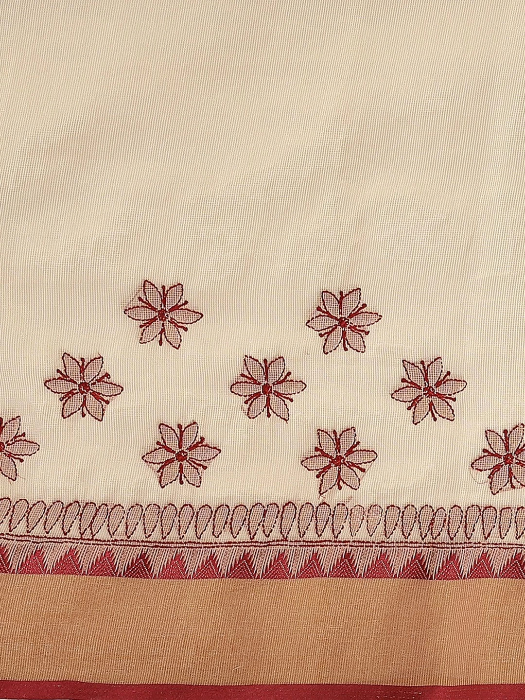 Ada Hand Embroidered Fawn Kota Lucknow Chikankari Saree With Blouse A311243