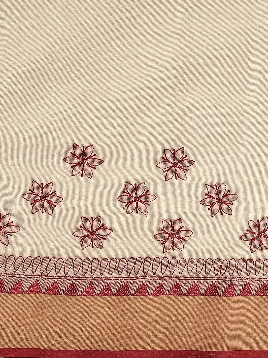 Ada Hand Embroidered Fawn Kota Lucknow Chikankari Saree With Blouse A311243