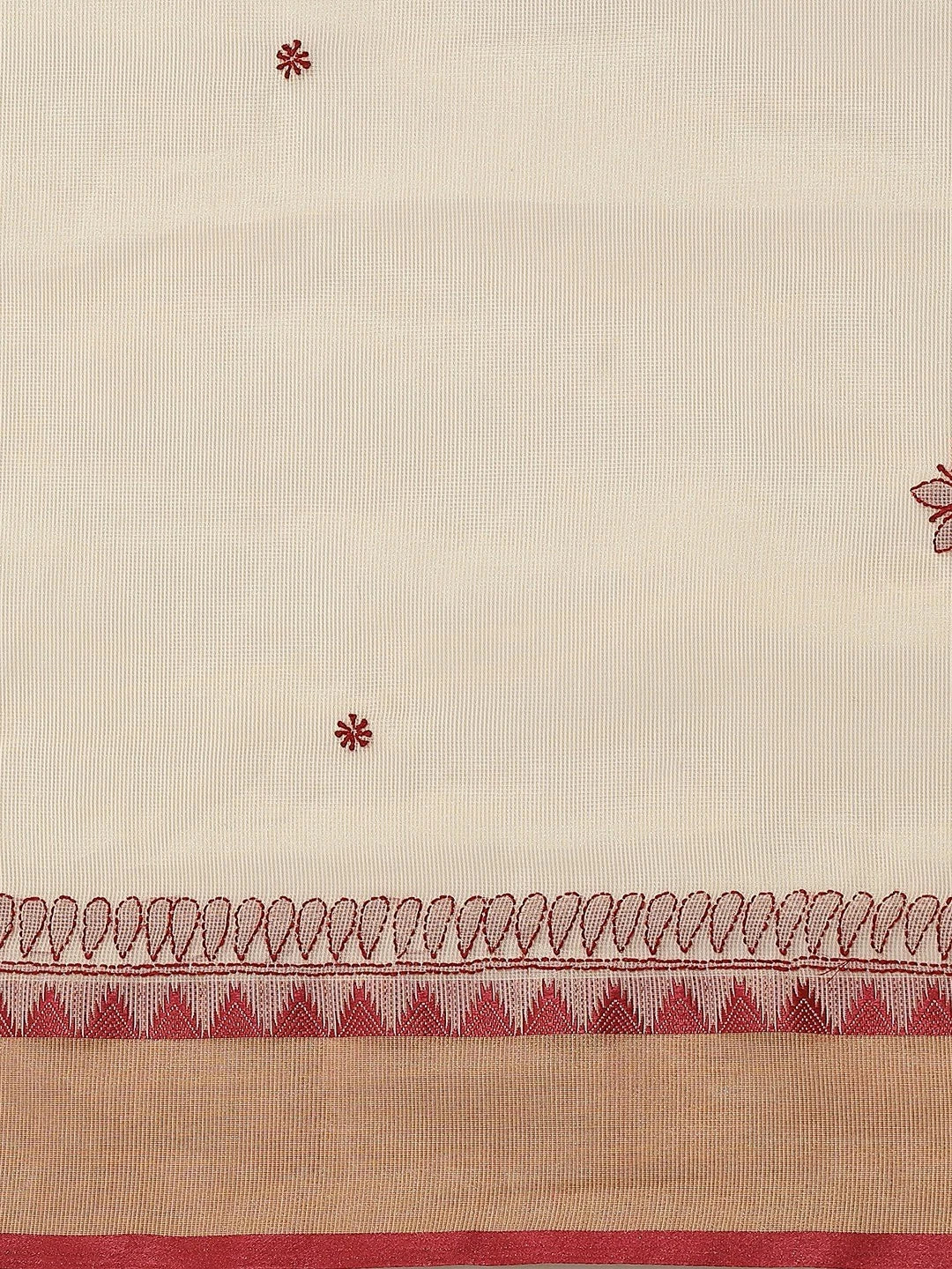 Ada Hand Embroidered Fawn Kota Lucknow Chikankari Saree With Blouse A311243