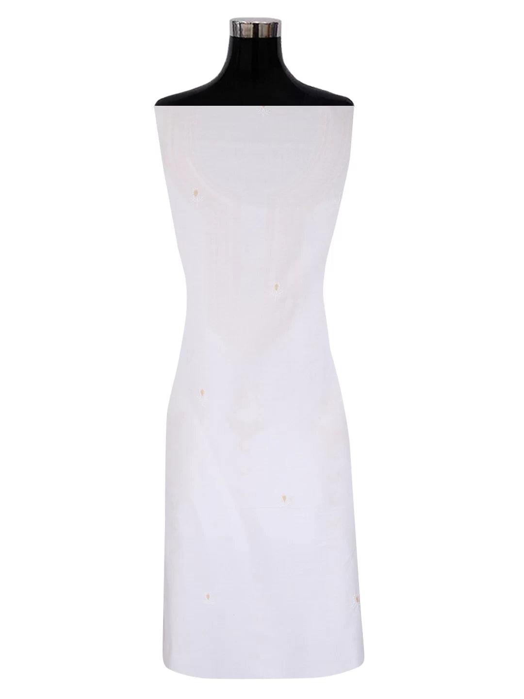 Ada Hand Embroidered White Cotton Lucknowi Chikankari Unstitched Kurta Piece 01A67515