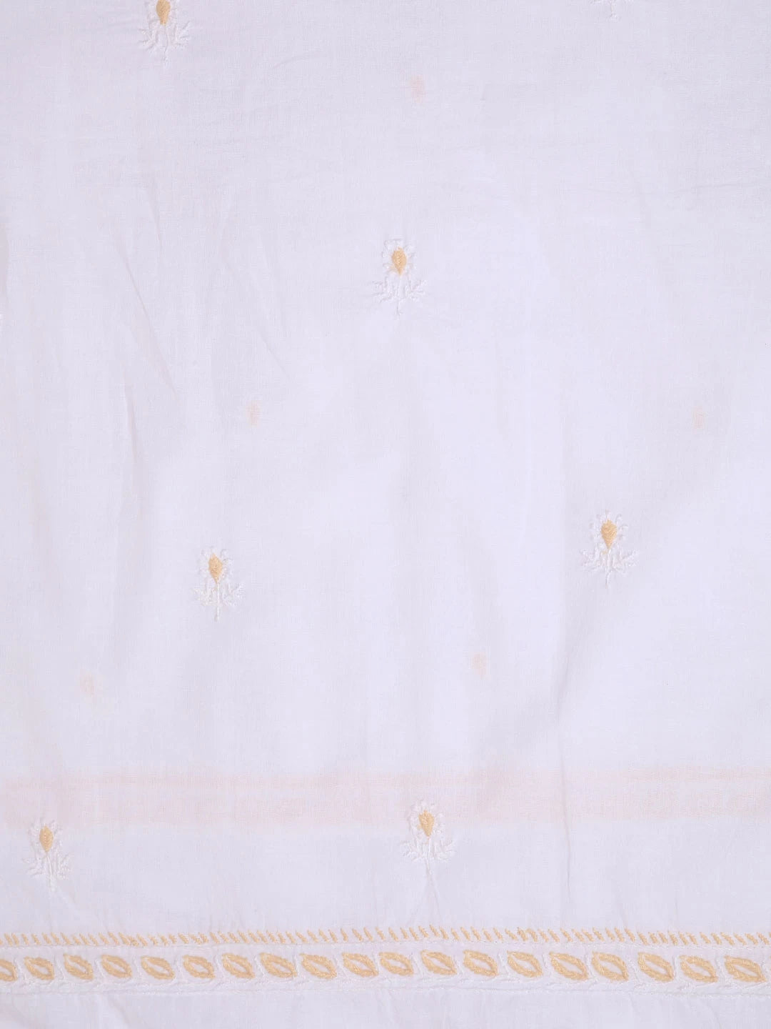 Ada Hand Embroidered White Cotton Lucknowi Chikankari Unstitched Kurta Piece 01A67515