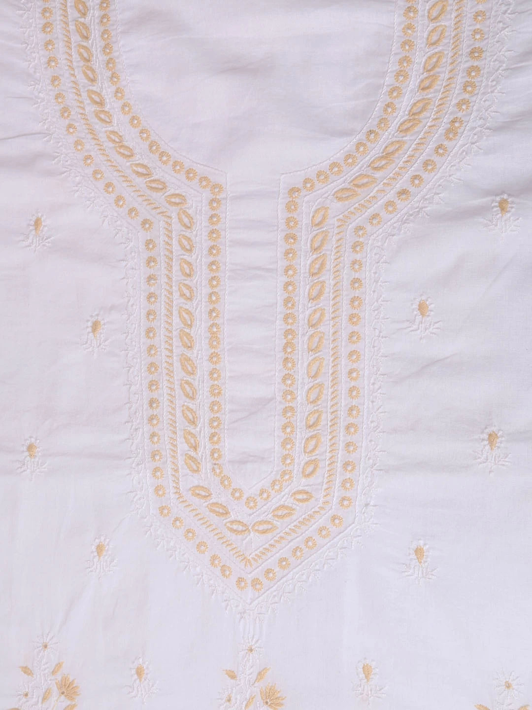 Ada Hand Embroidered White Cotton Lucknowi Chikankari Unstitched Kurta Piece 01A67515